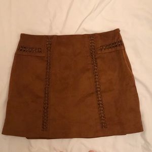 Brown Suede Mini Skirt